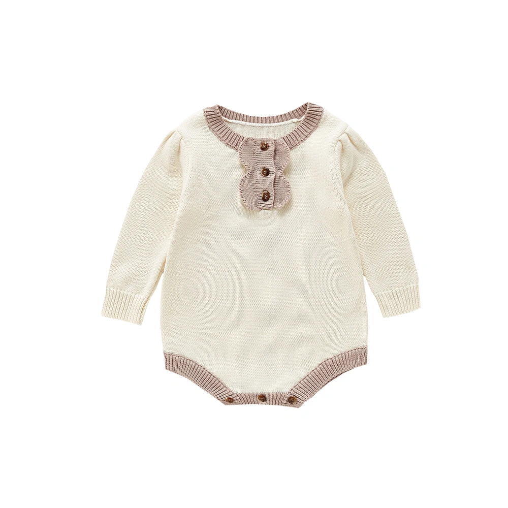 Lovely Baby Girl Romper, Long Sleeve Round Neck Knitwear Bodysuit