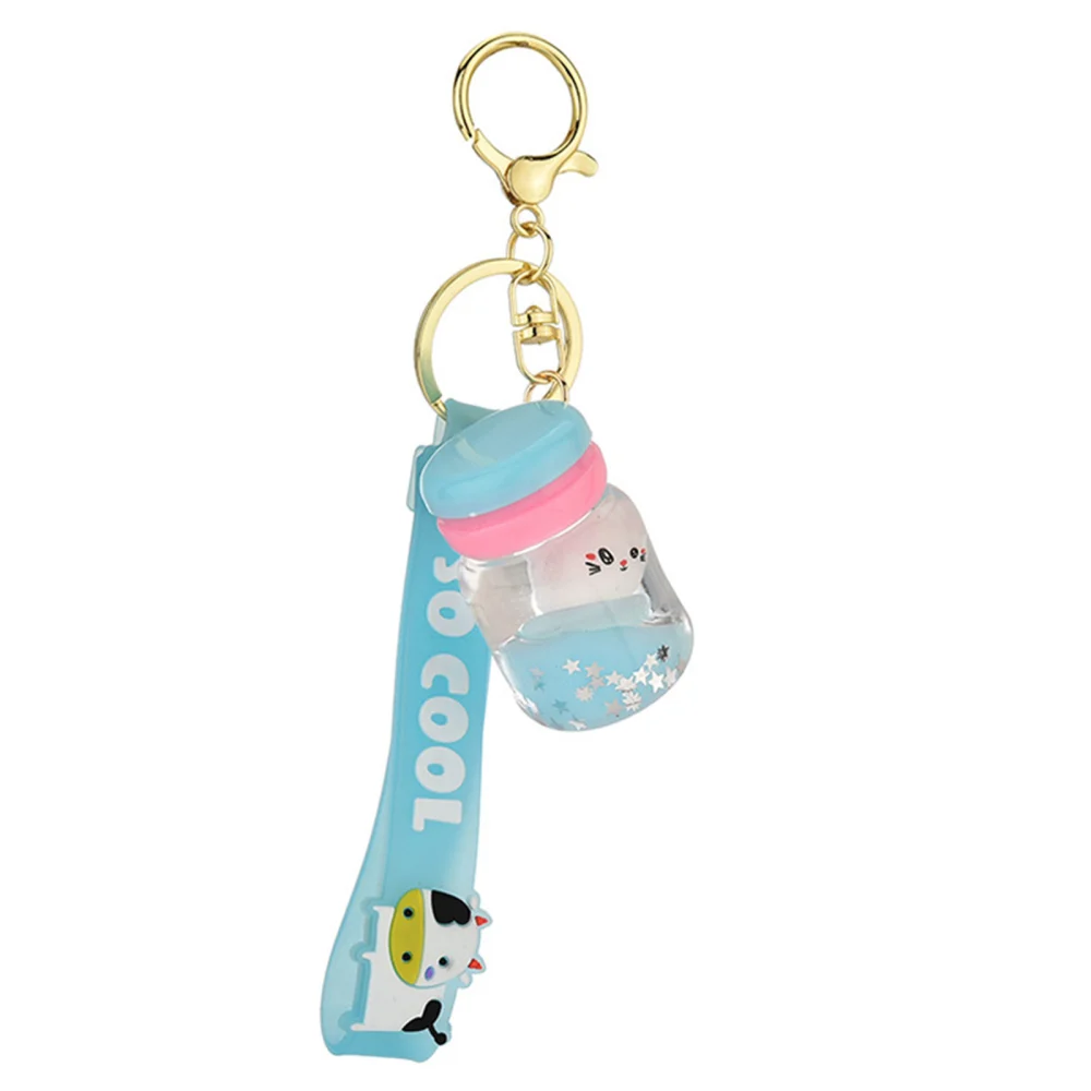 Cartoon Cat Key Chain with Strap, Drift Bottle Hanging Pendant