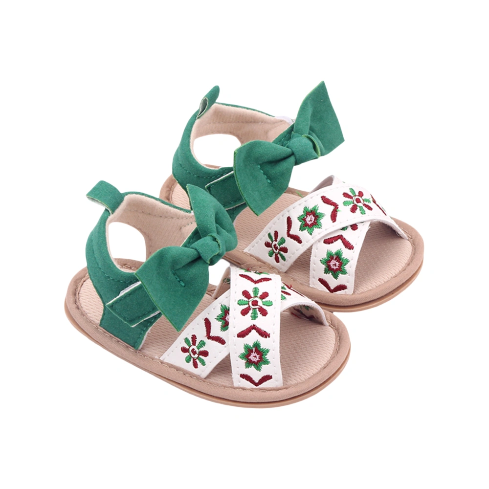 Baby Girl Summer Sandals, Non-Slip Embroidery Flats Newborn Crib Shoes