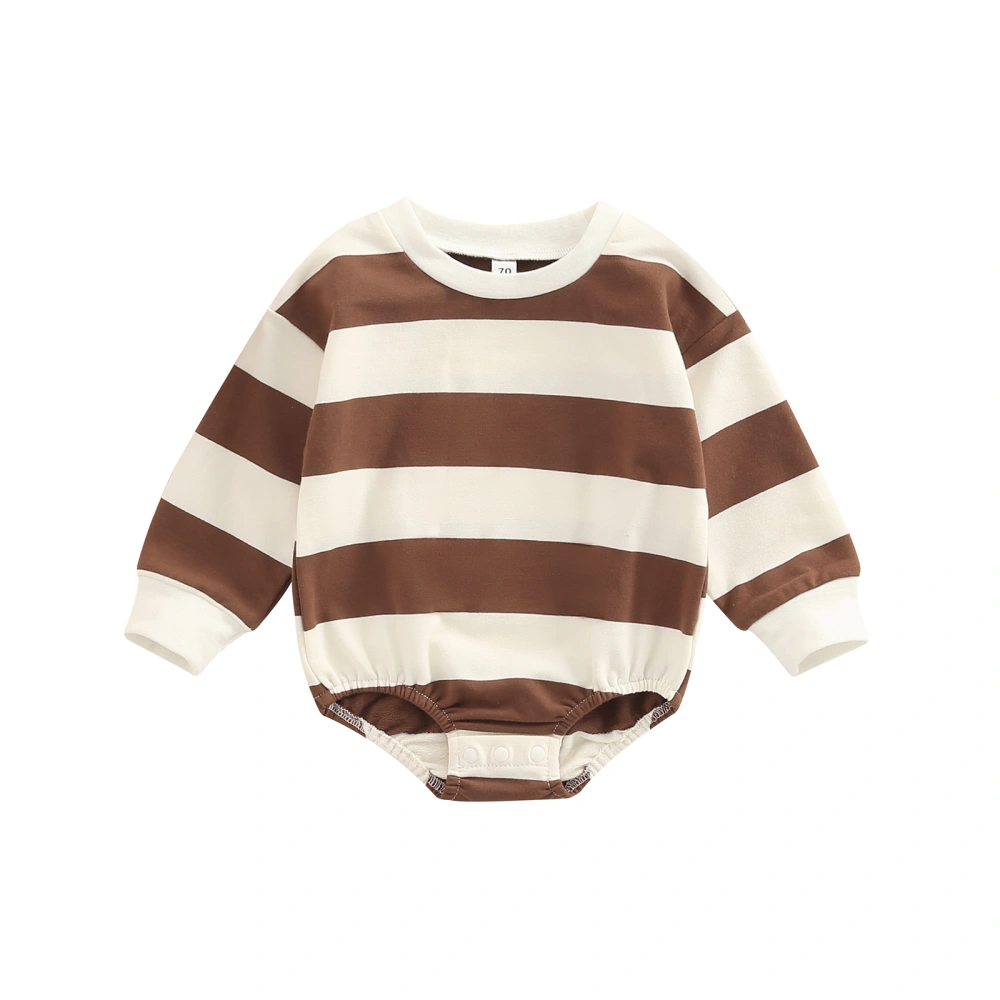 Baby Fall Romper, Long Sleeve Round Neck Striped Print Bodysuit