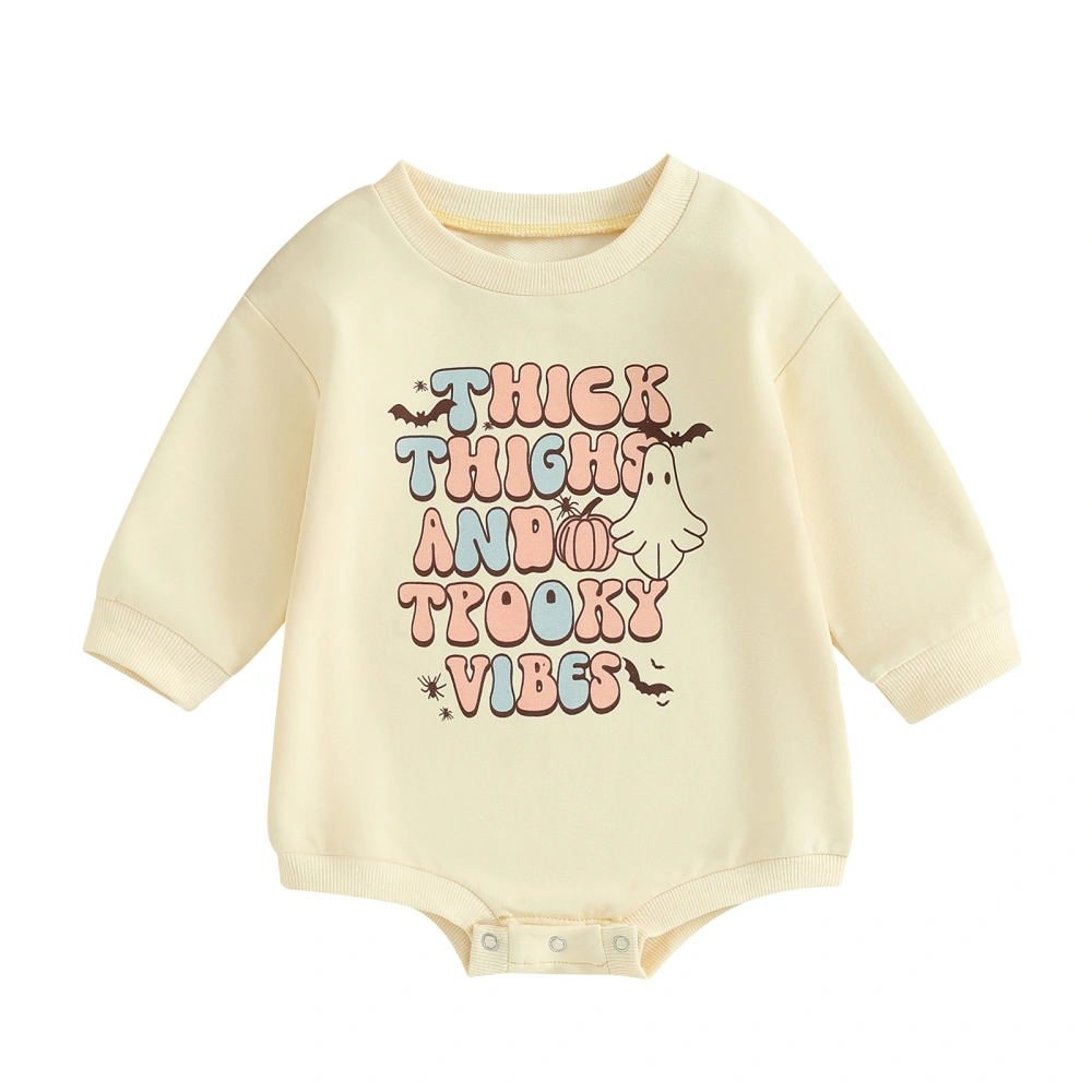 Baby Halloween Sweatshirt Romper Cartoon Letter Print Long Sleeve Bodysuit Newborn Clothes