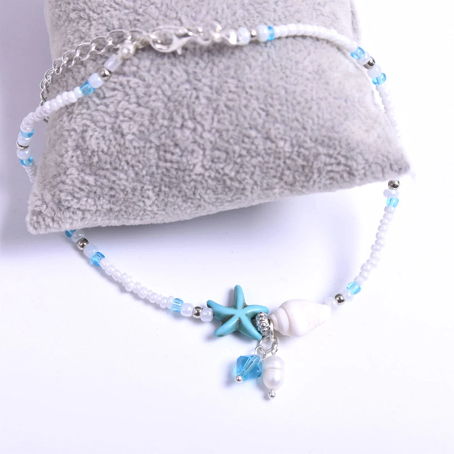 WomenBeach Ankle Bracelet, Bohemian Starfish Shell Beaded Anklet