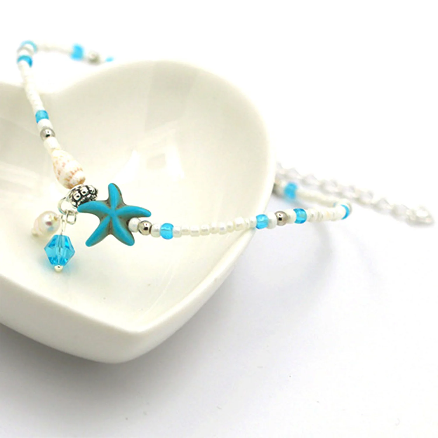 WomenBeach Ankle Bracelet, Bohemian Starfish Shell Beaded Anklet