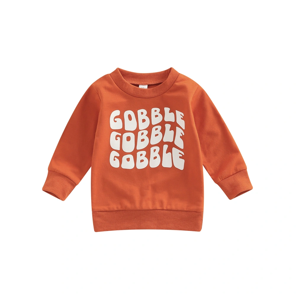 Toddler Baby Thanksgiving Day Pullover, Long Sleeve Letter Print Tops