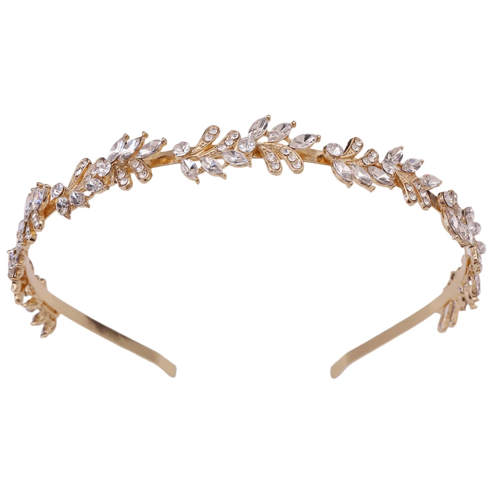 Rhinestone Bridal Headband Gold Tiara for Women Crystal Headpieces