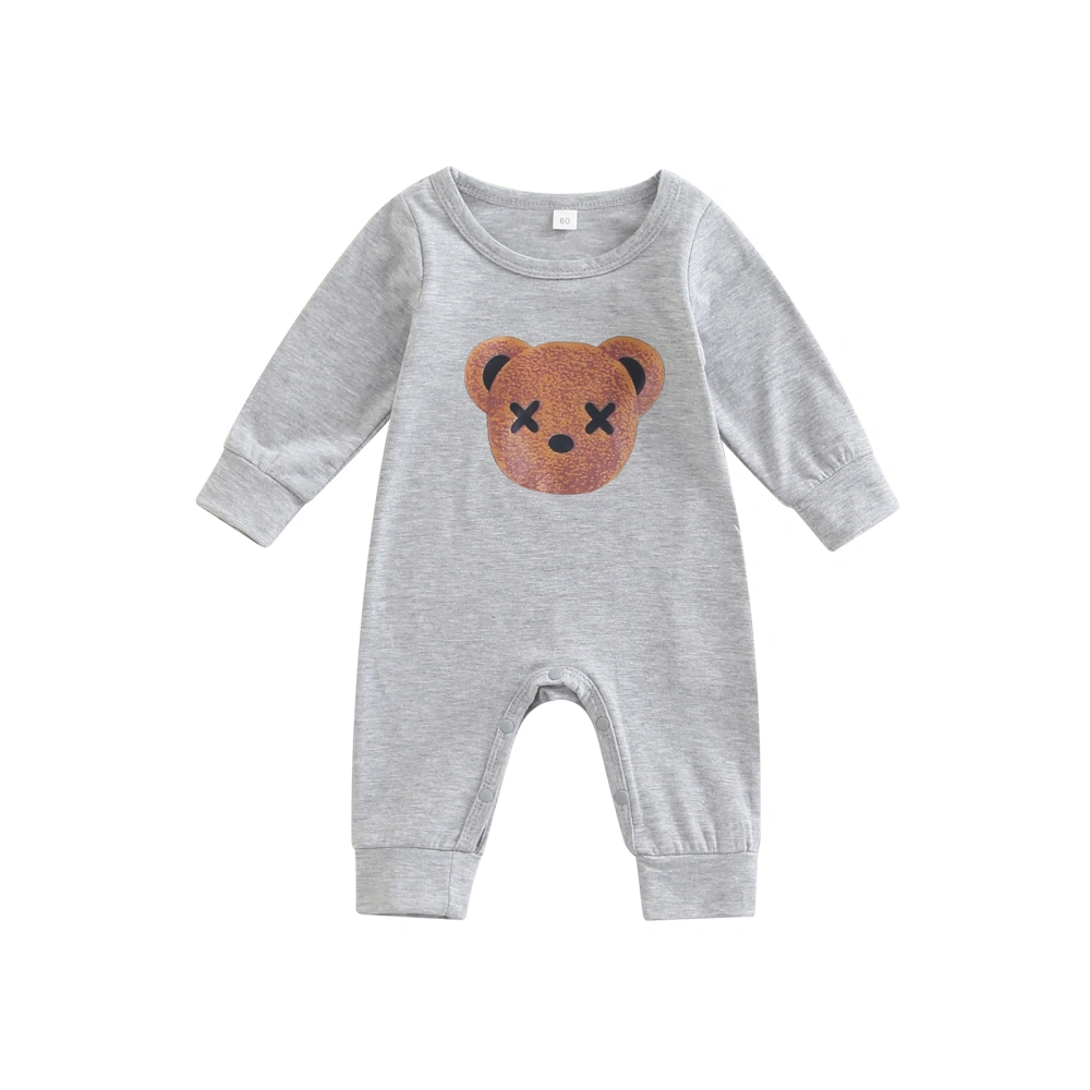 Toddler Baby Rompers Cute Bear Print Casual Long Sleeve Jumpsuit 