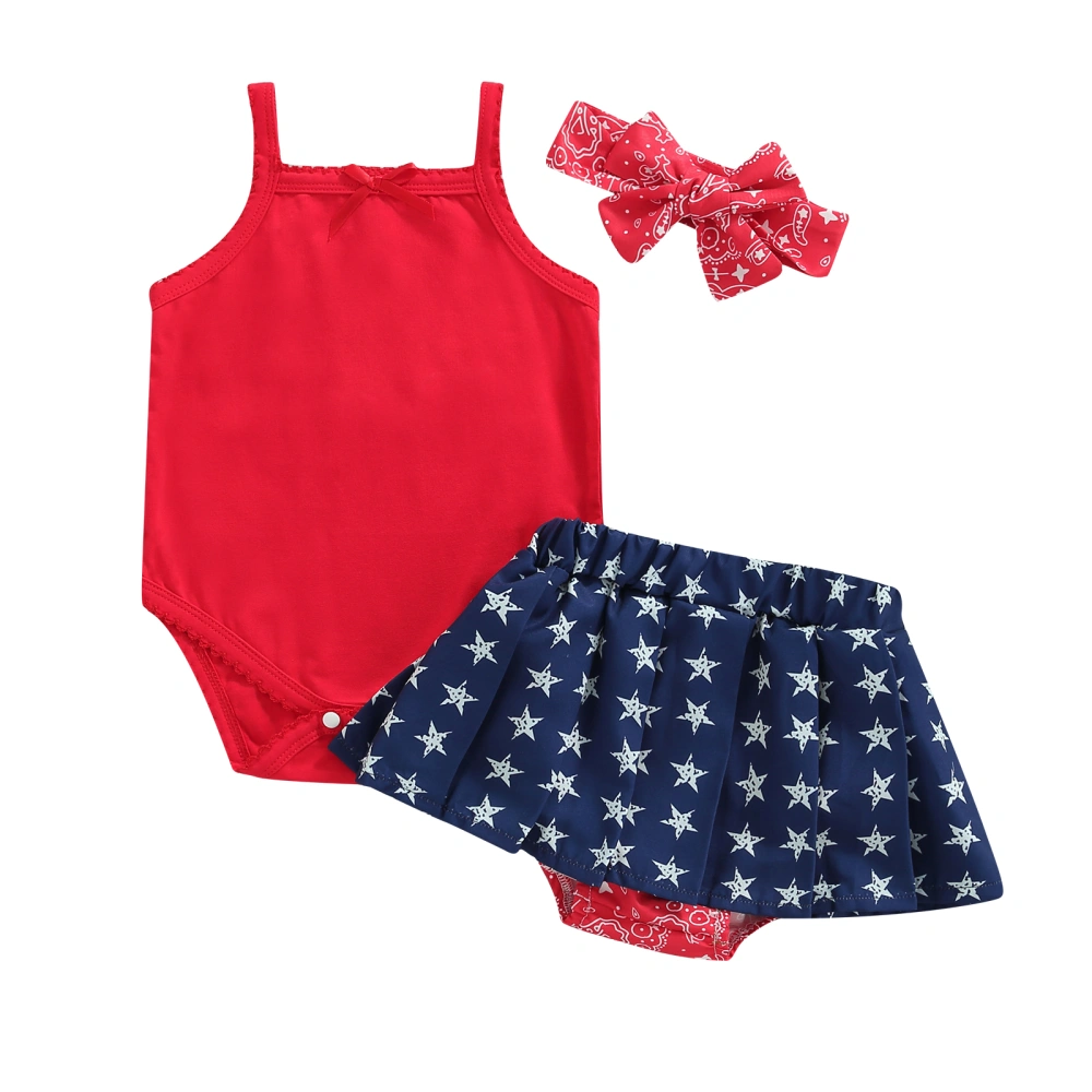 Baby Girl’s Suspender Romper and Independence Day Shorts & Headband