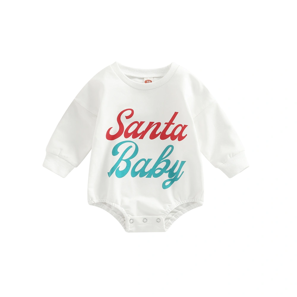 Christmas Baby Rompers Letter Print Round Neck Long Sleeve Jumpsuit 