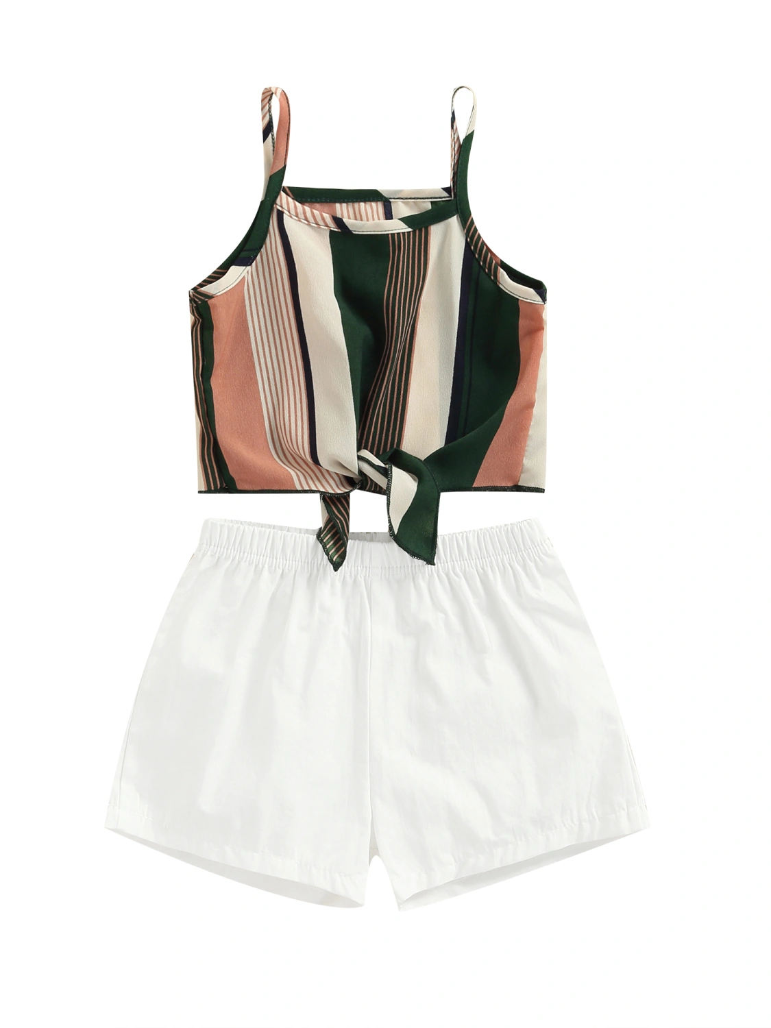 Baby Girl Shirt Off Shoulder Striped Print Blouse Summer Pants, 2pcs 