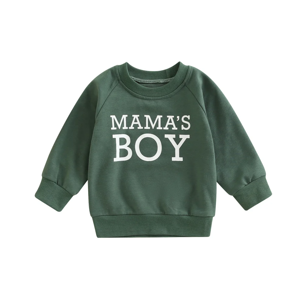 Baby Tops, Letter Print Crew Neck Long Sleeve Pullover Blouse