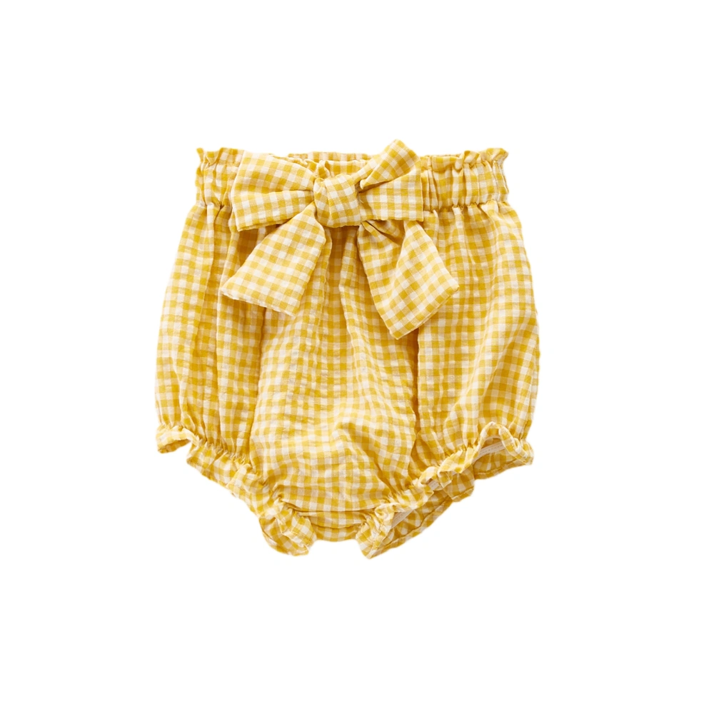 Baby Girls Triangle Pants, Plaid Ruffle Ruched Big Waist Bow Shorts