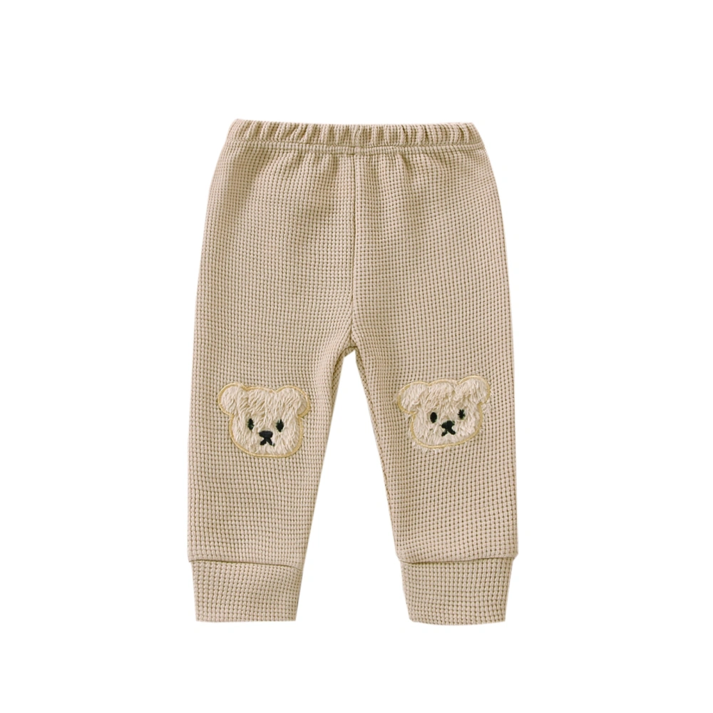 Baby Girls Boys Pants, Cartoon Bear Applique Elastic Waist Trousers