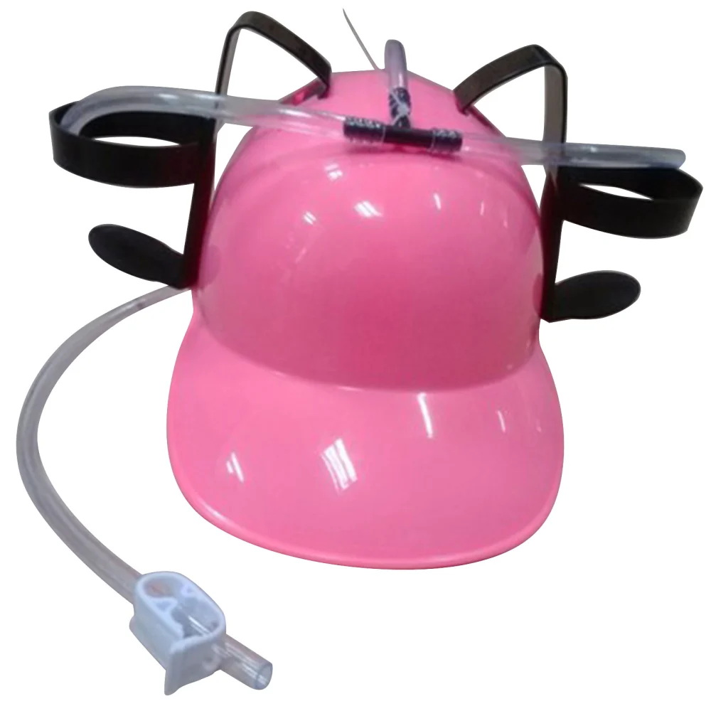 Drink Helmet with Long Straw, Can Holder Beverage Miner Hat