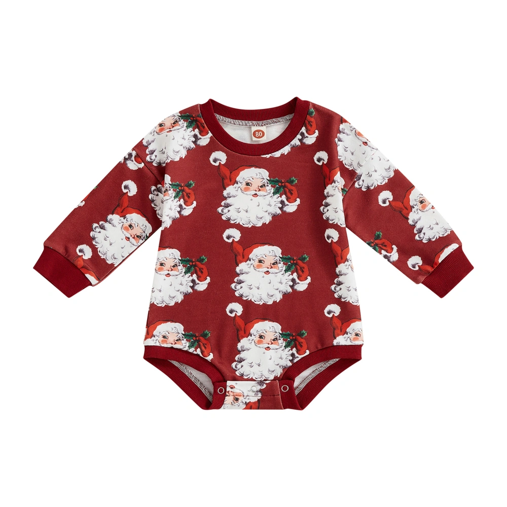 Baby Long Sleeve Santa Claus/Letter & Santa Claus Print Romper