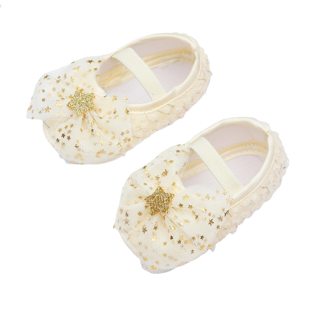 Baby Cotton Cloth Shoes with Pentagram Sequins, Bow Mesh Tool