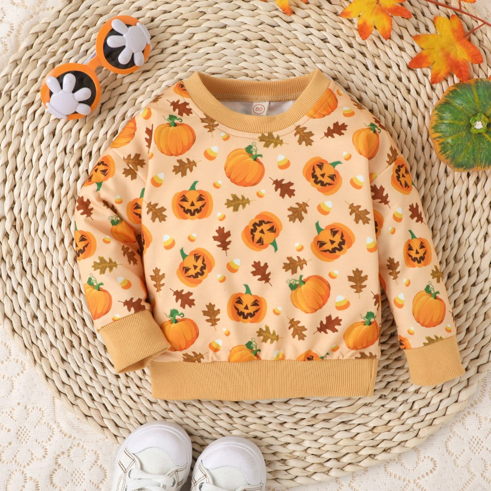 Baby Halloween Sweatshirts Long Sleeve Cartoon Pumpkin Print Pullovers