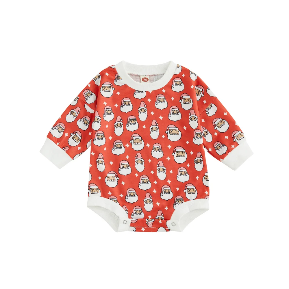 Baby Girl Boy Christmas Santa/ Tree/ Elk Print Loose Romper 