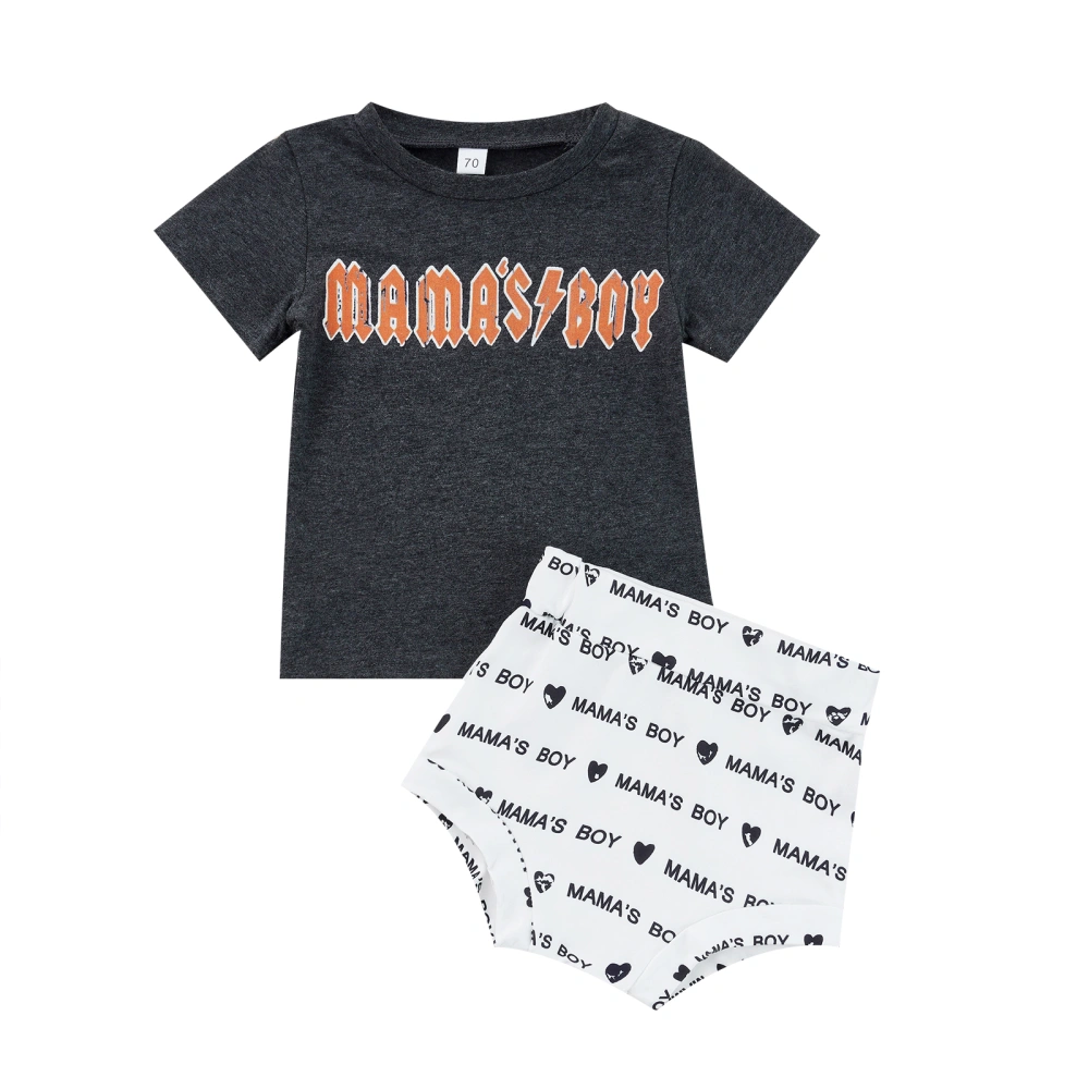 Baby Boy's Two-Piece Suit, Letter Print Short Sleeve Tops + Shorts