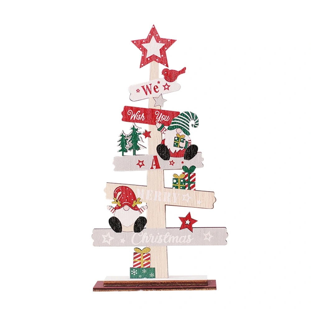 Christmas Ornament, Cartoon Patterns Tree Shaped Wood Figurine