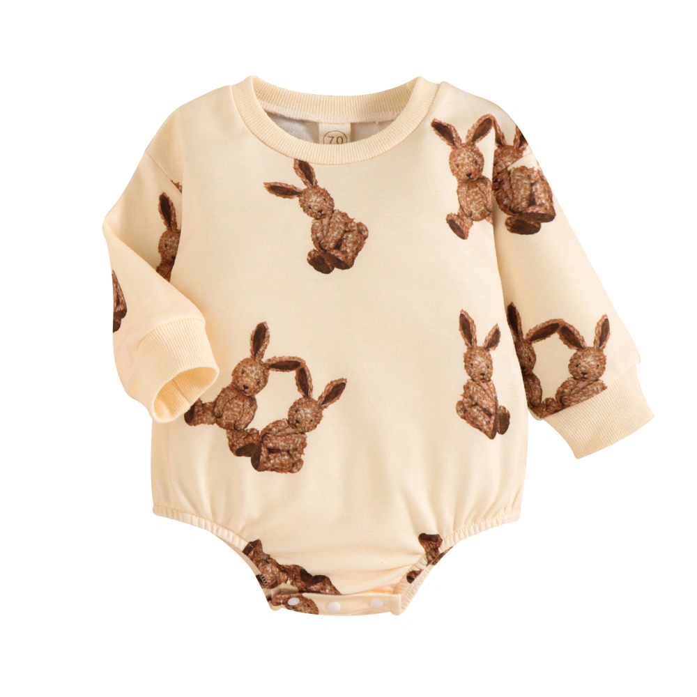 Baby Girls Boys Autumn Long Sleeve O Neck Rabbit Print Romper