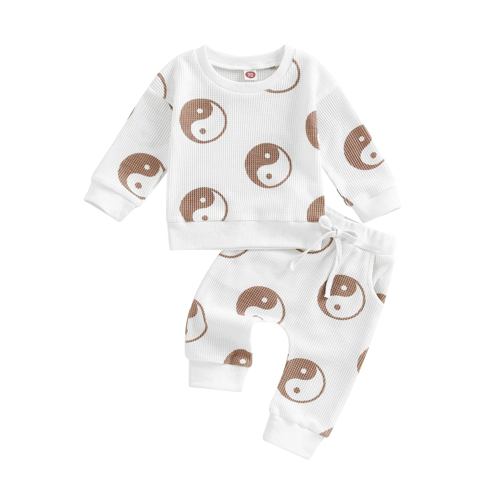 Baby Round Neck Shirt + Drawstring Trousers with Pockets for Boy Girl 