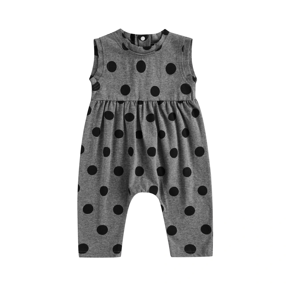 Baby Girl Boy Summer Jumpsuit Sleeveless Round Neck Dots Bodysuit