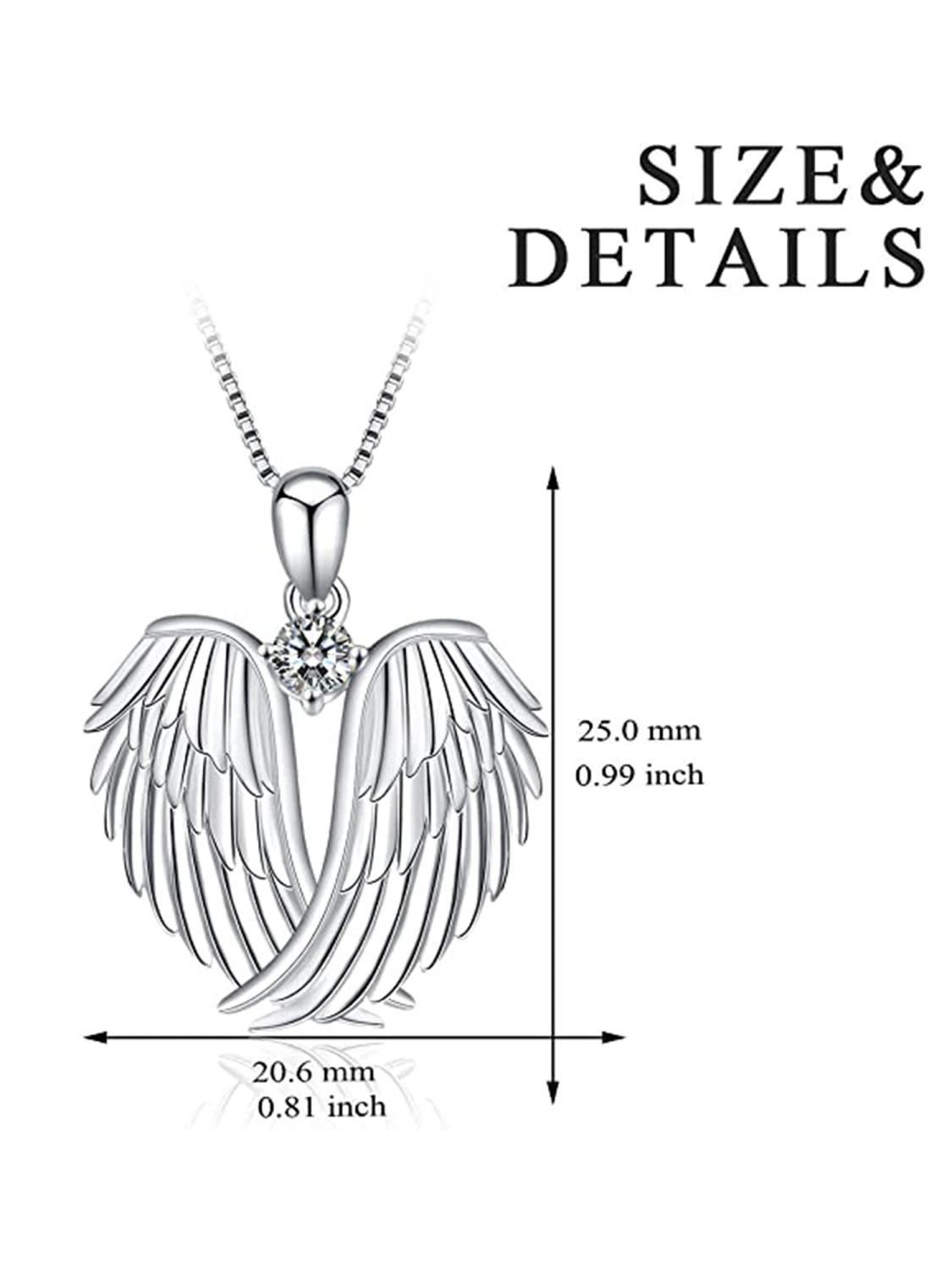 Angel Wings Pendant Necklace, Women Dainty Crystal Birthstone Necklace
