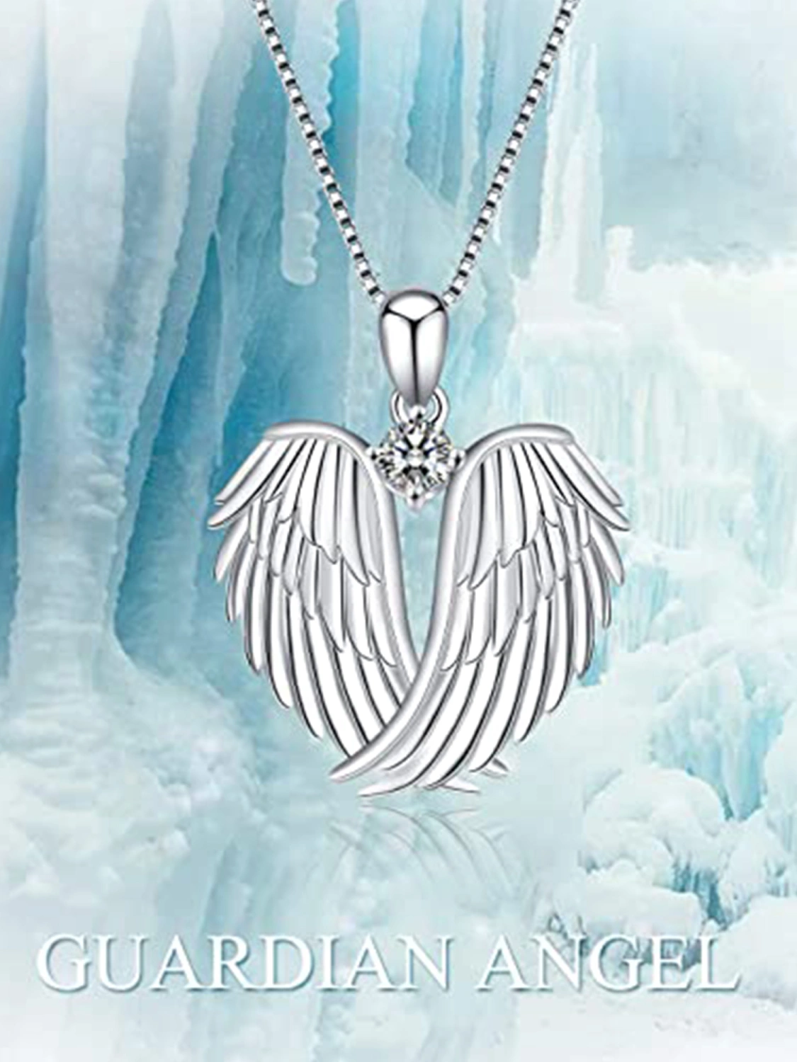 Angel Wings Pendant Necklace, Women Dainty Crystal Birthstone Necklace