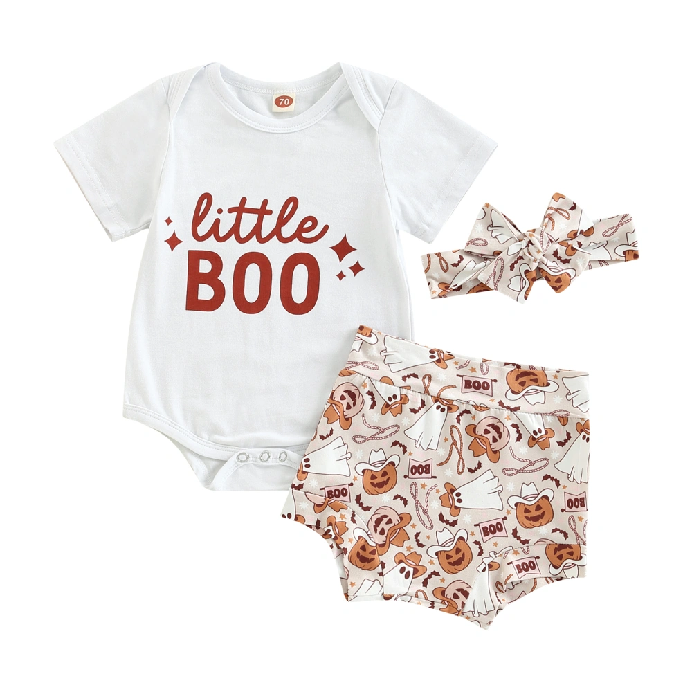 Baby O-Neck Short Sleeve Romper+ Shorts/ Long Pants+ Headband