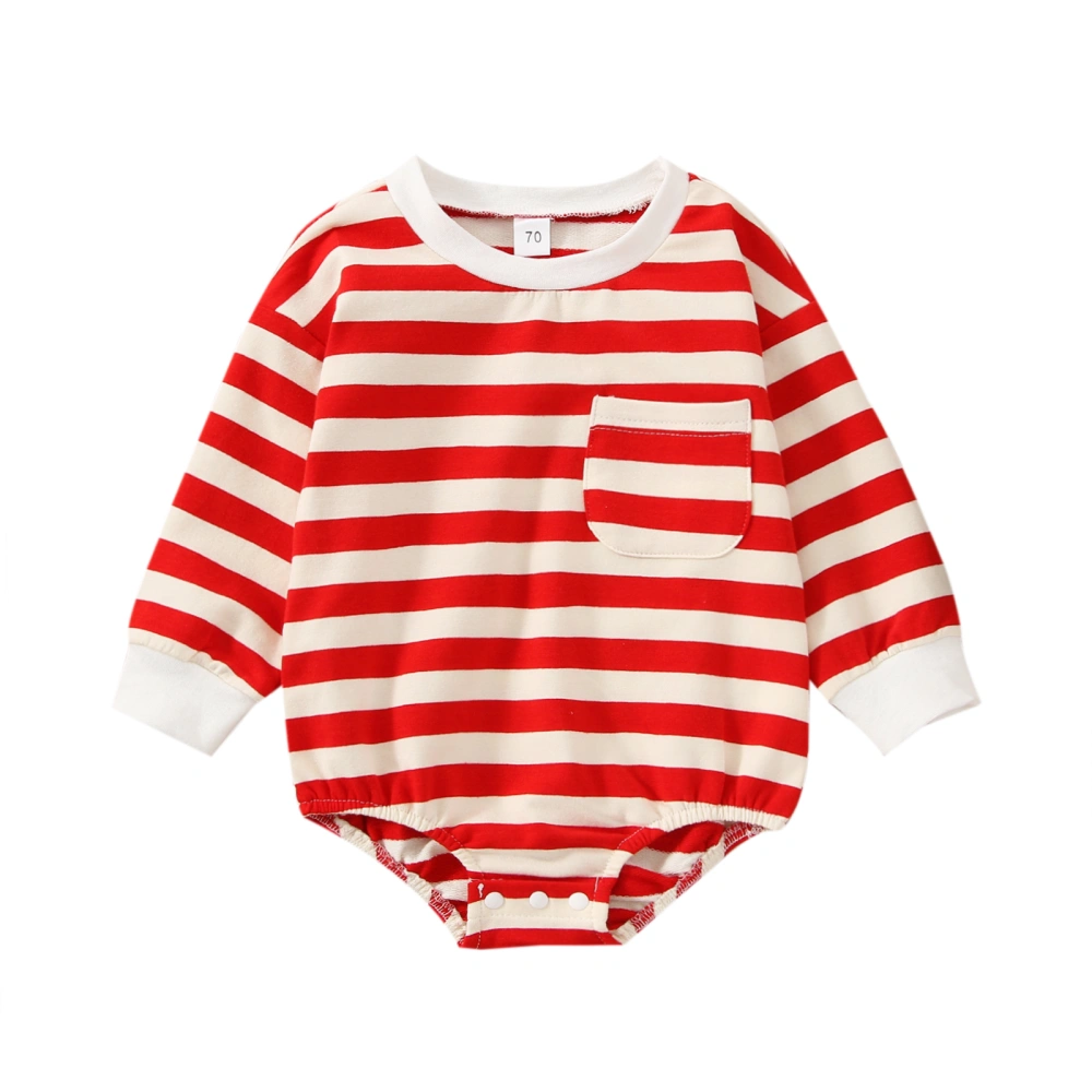 Baby Boys Girls Romper, Long Sleeve Crew Neck Striped Fall Bodysuit