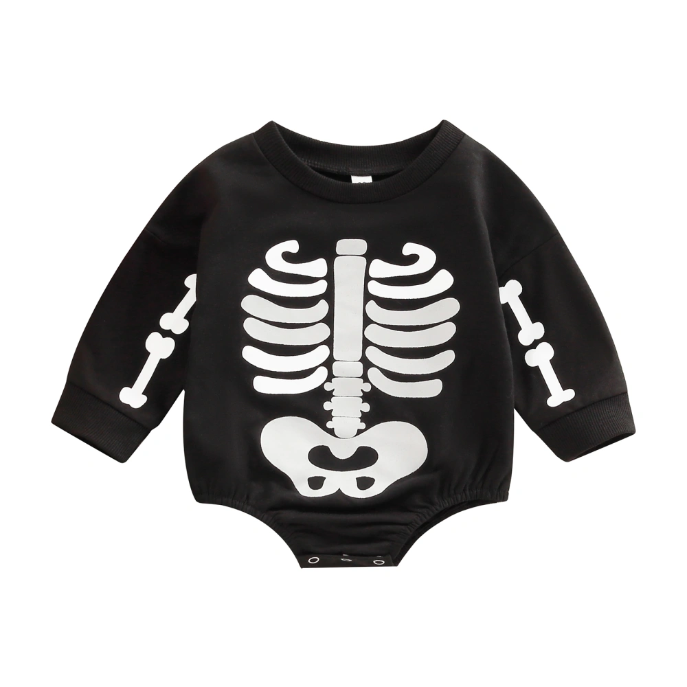 Infant Baby Romper, Long Sleeve Round Neck Skeleton Printed Bodysuit