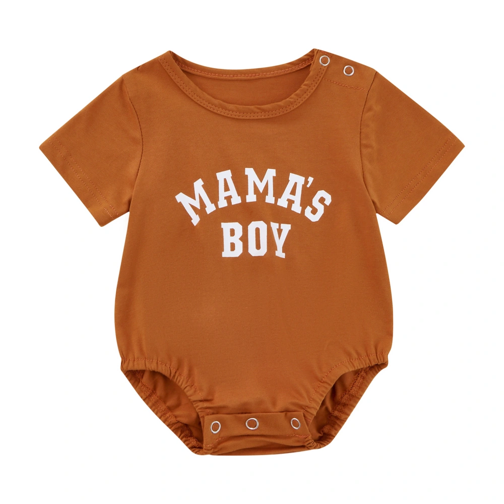 Baby Boy Romper, Short Sleeve Crew Neck Letters Print Summer Bodysuit