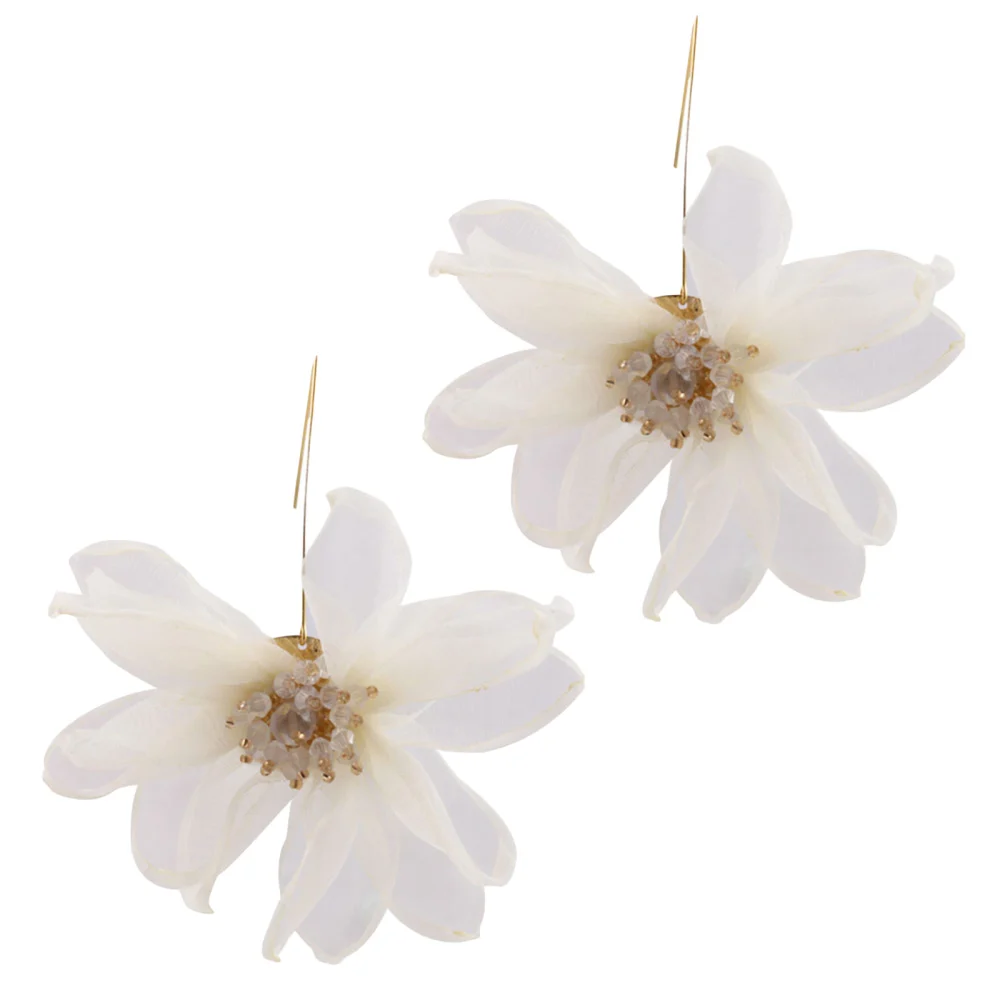 Women Flower Dangle Earrings Exquisite Elegant Drop Earrings Jewelry