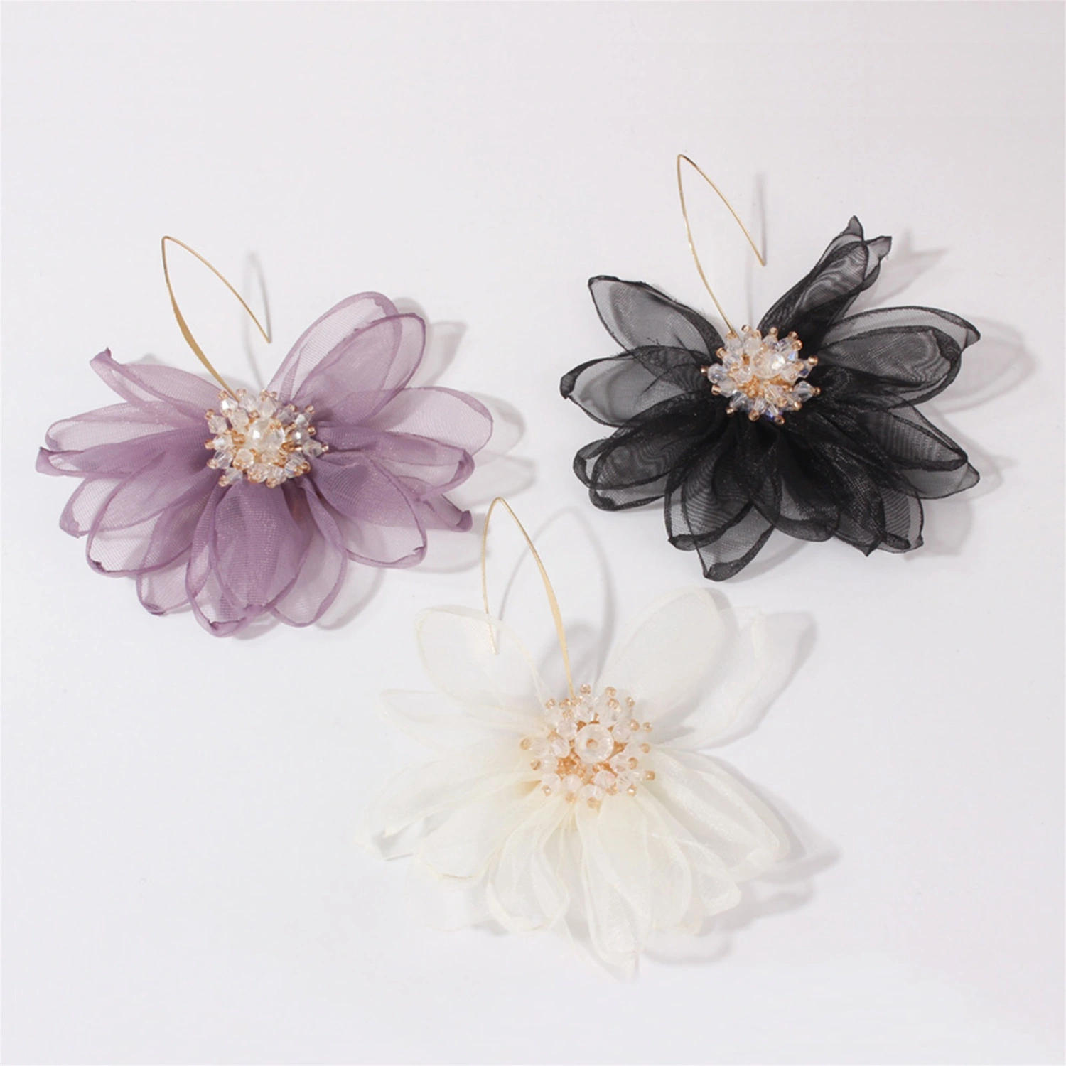 Women Flower Dangle Earrings Exquisite Elegant Drop Earrings Jewelry