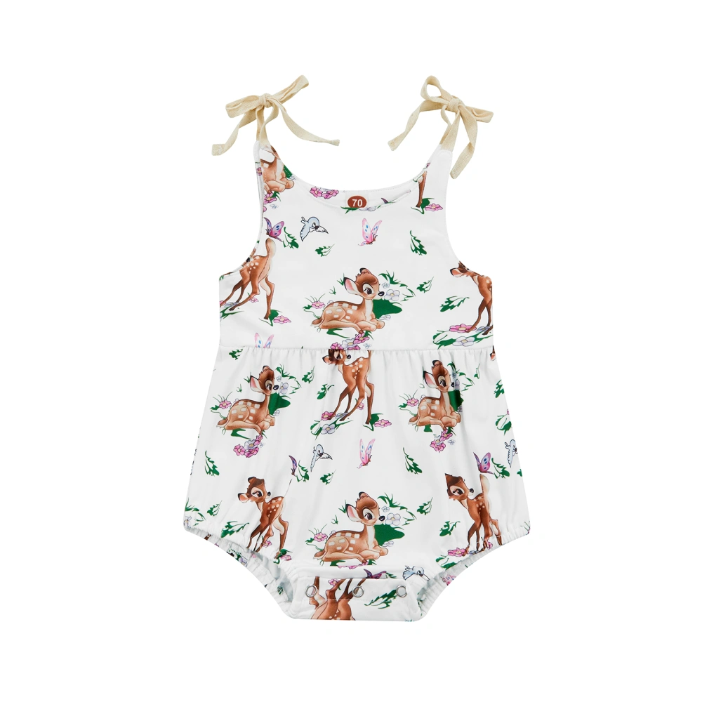 Baby Girl Summer Jumpsuit, Cartoon Animal Print Sleeveless Romper