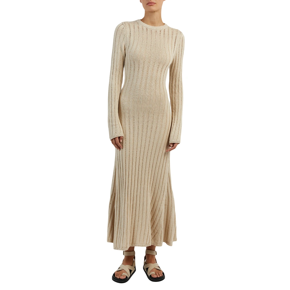 Women Knitted Sweater Dress Casual Warm Long Sleeve Party Long Dress