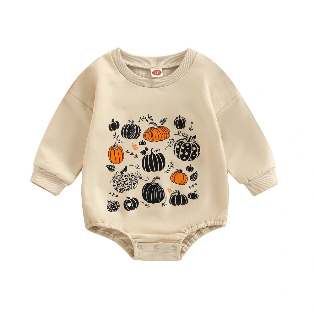 Baby Halloween Romper, Long Sleeve Pumpkin Bodysuit Fall Clothes