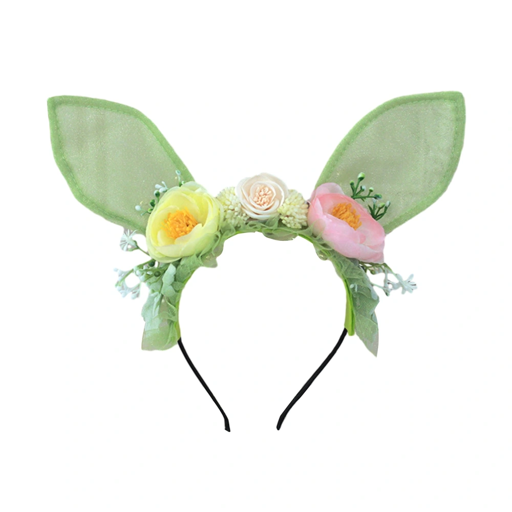 Bunny Ears Headband, Flower Hair Hoop Cute Headband for Girls