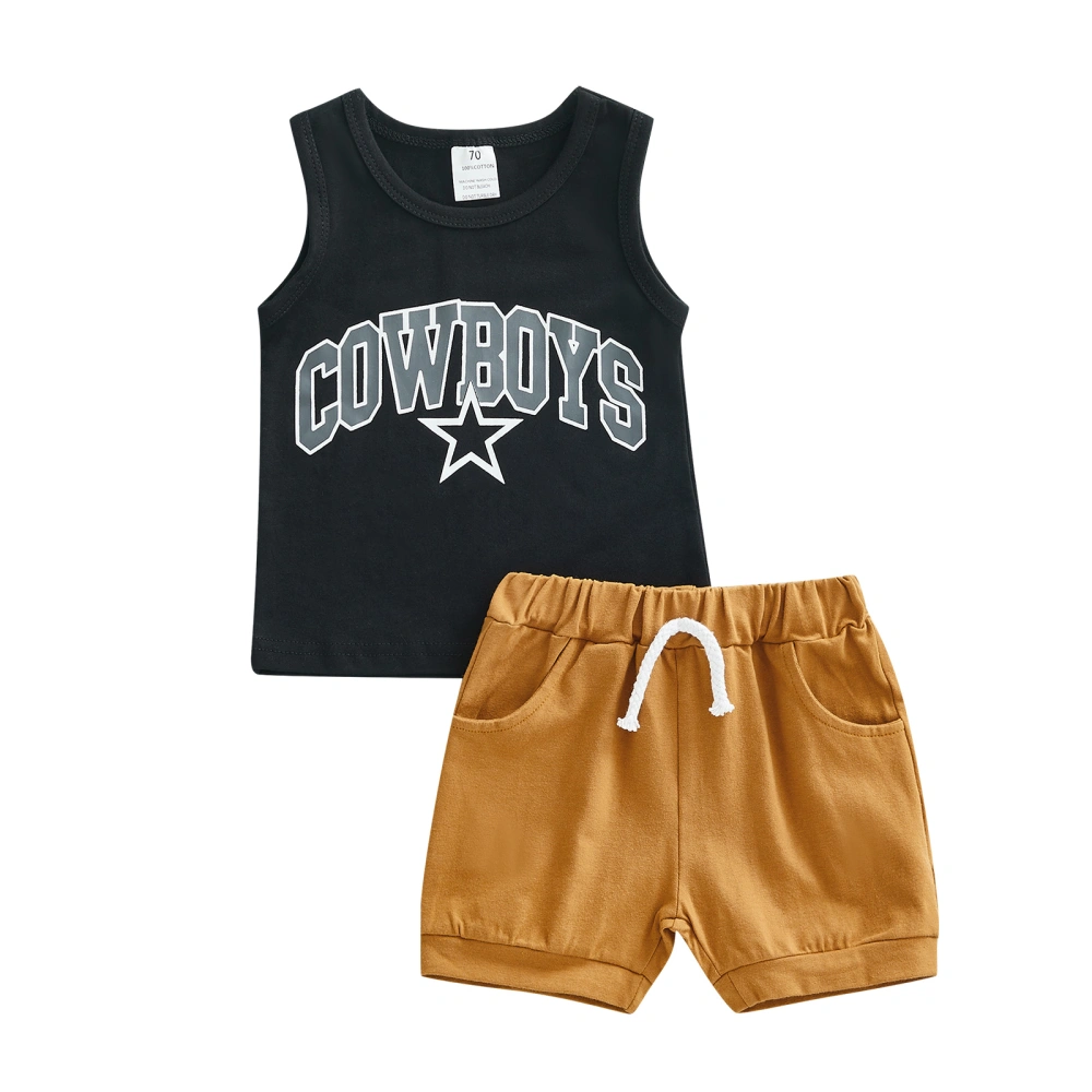 Toddler Boy Short Pants Suits, Letter Print Tank Tops + Shorts Set