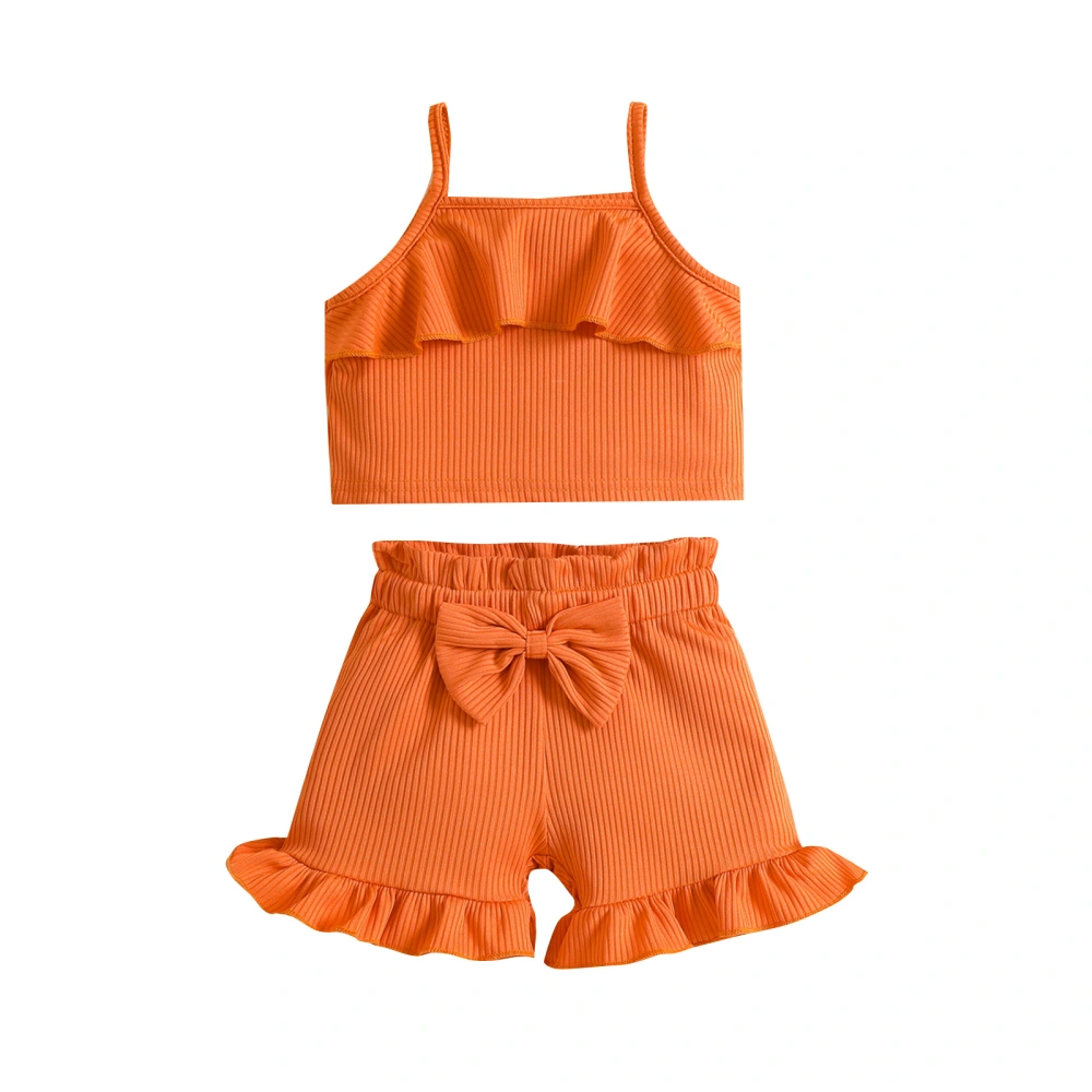 Infant Baby Two Piece Set, Toddler Camisole Tops Elastic Ruffle Shorts