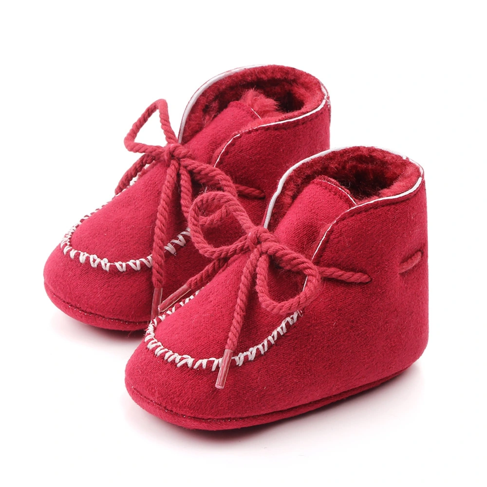 Infant High-Top Boots, Front Tie-Up Anti-Slip Warm Flat Shoes