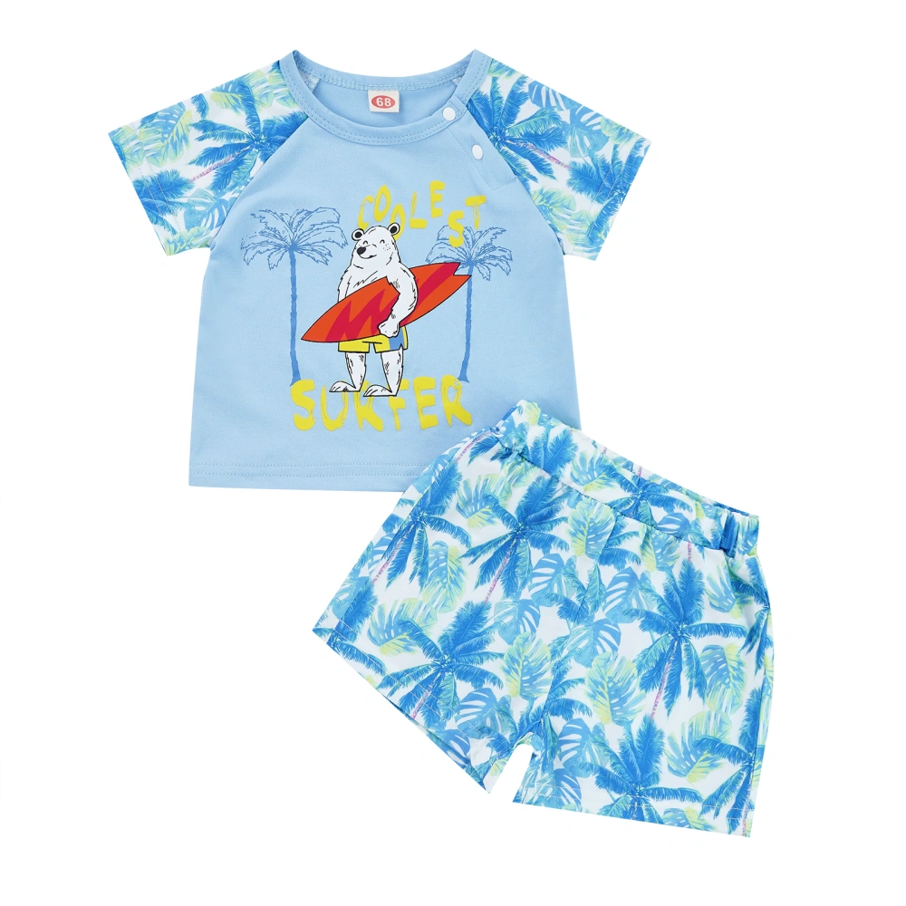 Baby Boys Short Set, Short Sleeve Cartoon Bear T-shirt with Shorts  