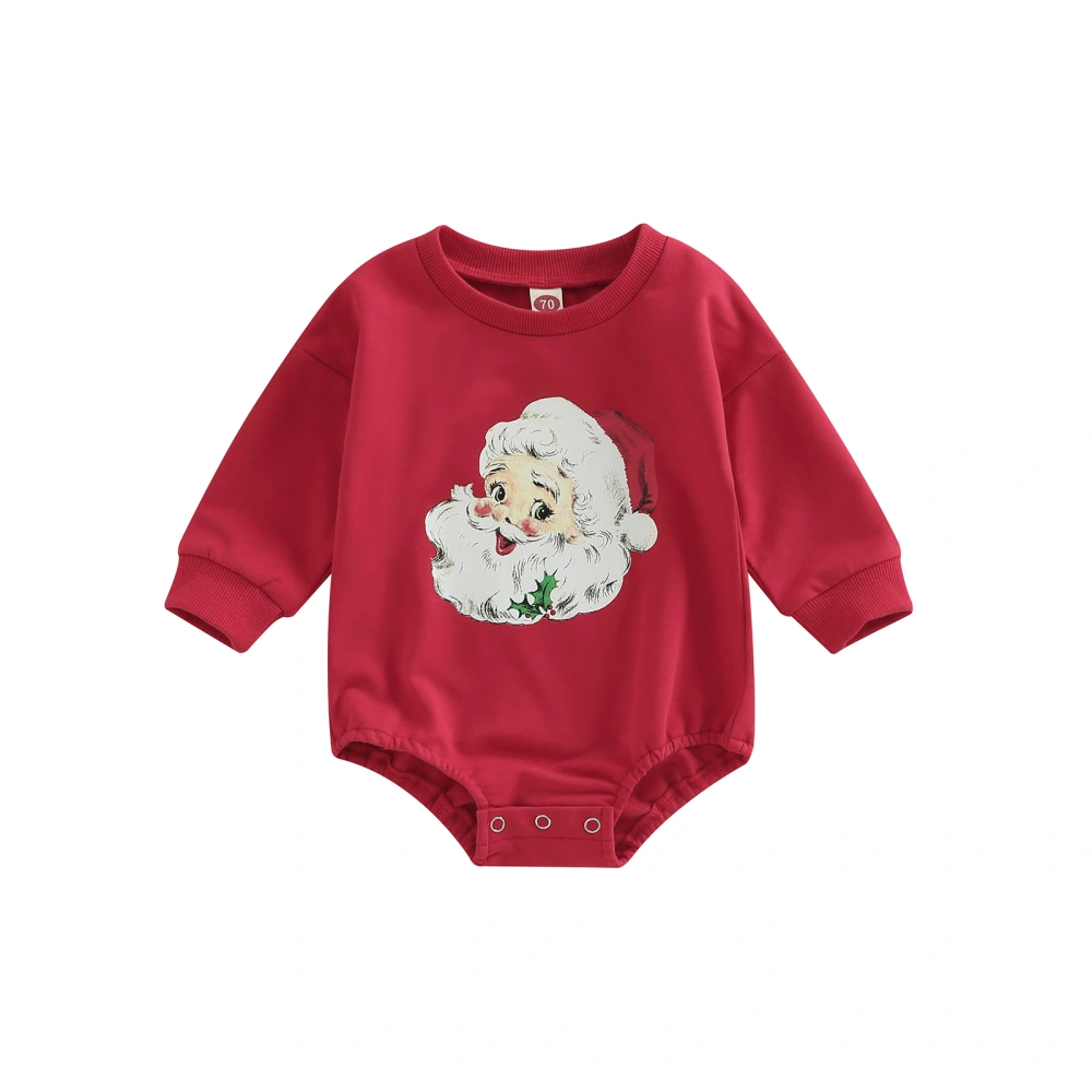 Infant Baby Christmas Long Sleeves Santa Print Jumpsuit for Boys Girls