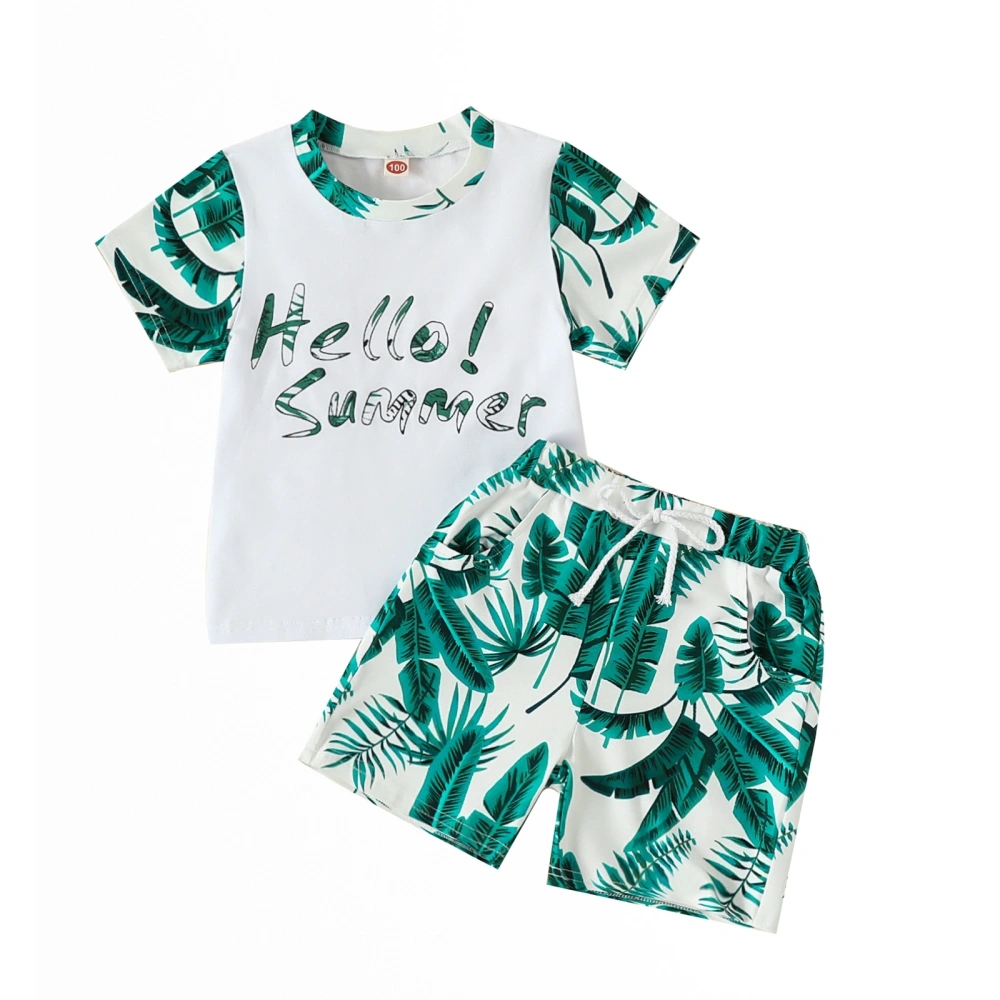 Kids Boys Summer Clothes Letter Print T-Shirts Coconut Tree Shorts