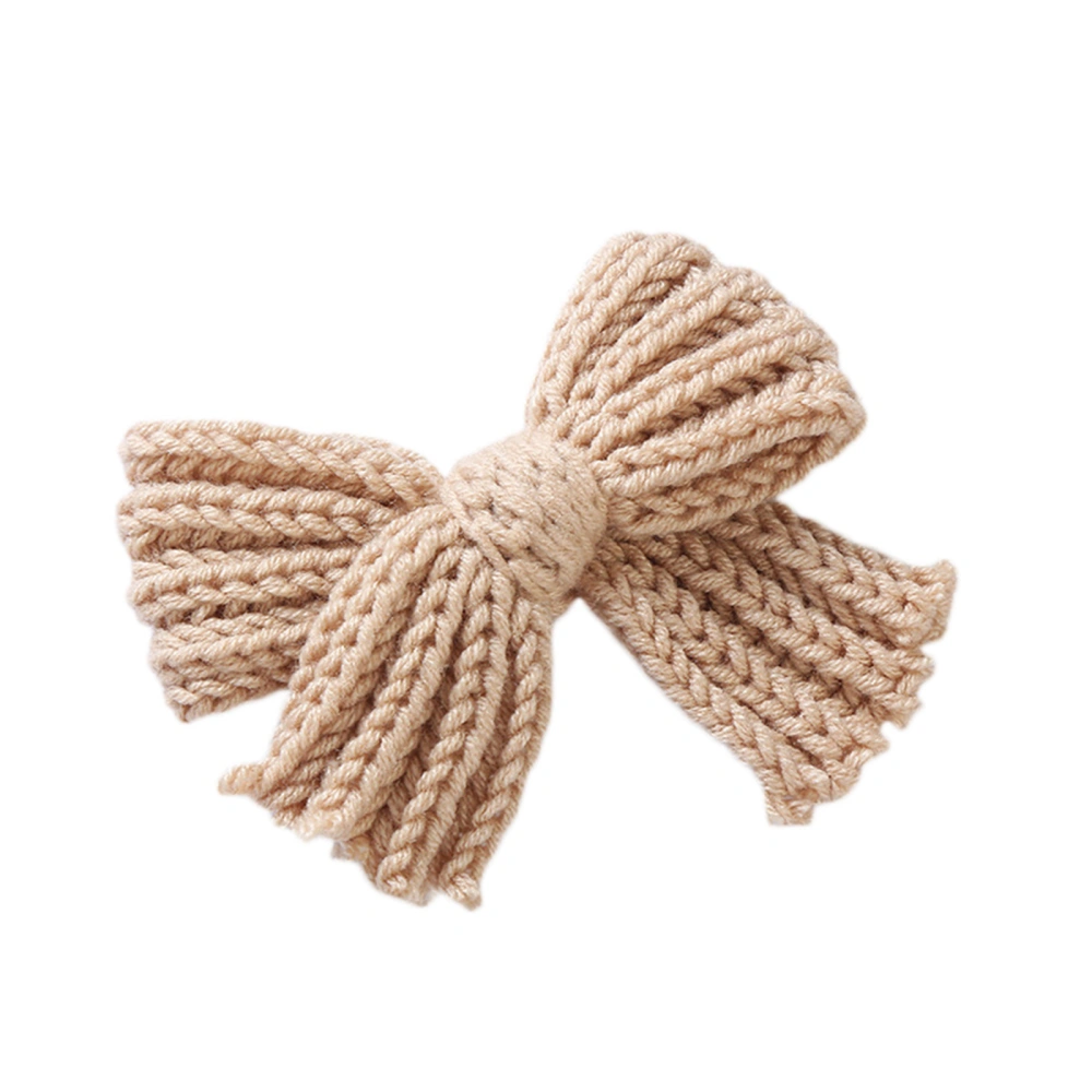 Female Hair Clip, Solid Color Knitted Bowknot Hairpin Headwear