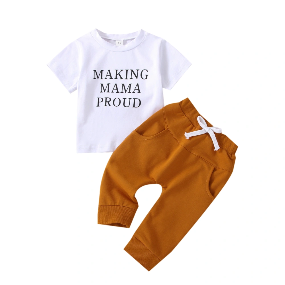 Baby Girl Boy Summer Outfit Letter Printed Short Sleeve Tops and Pants