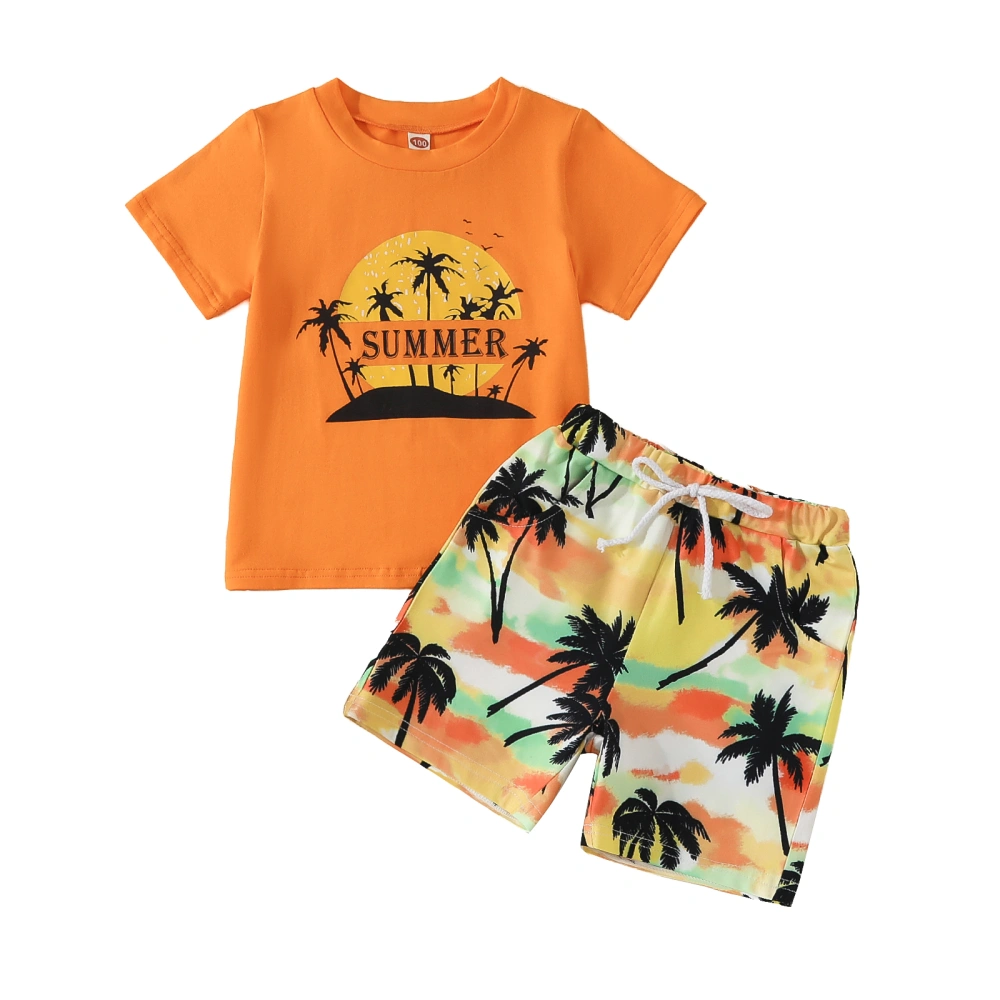 Kids Toddler Baby Summer Clothes, Sun Letter Print Tops + Shorts Set