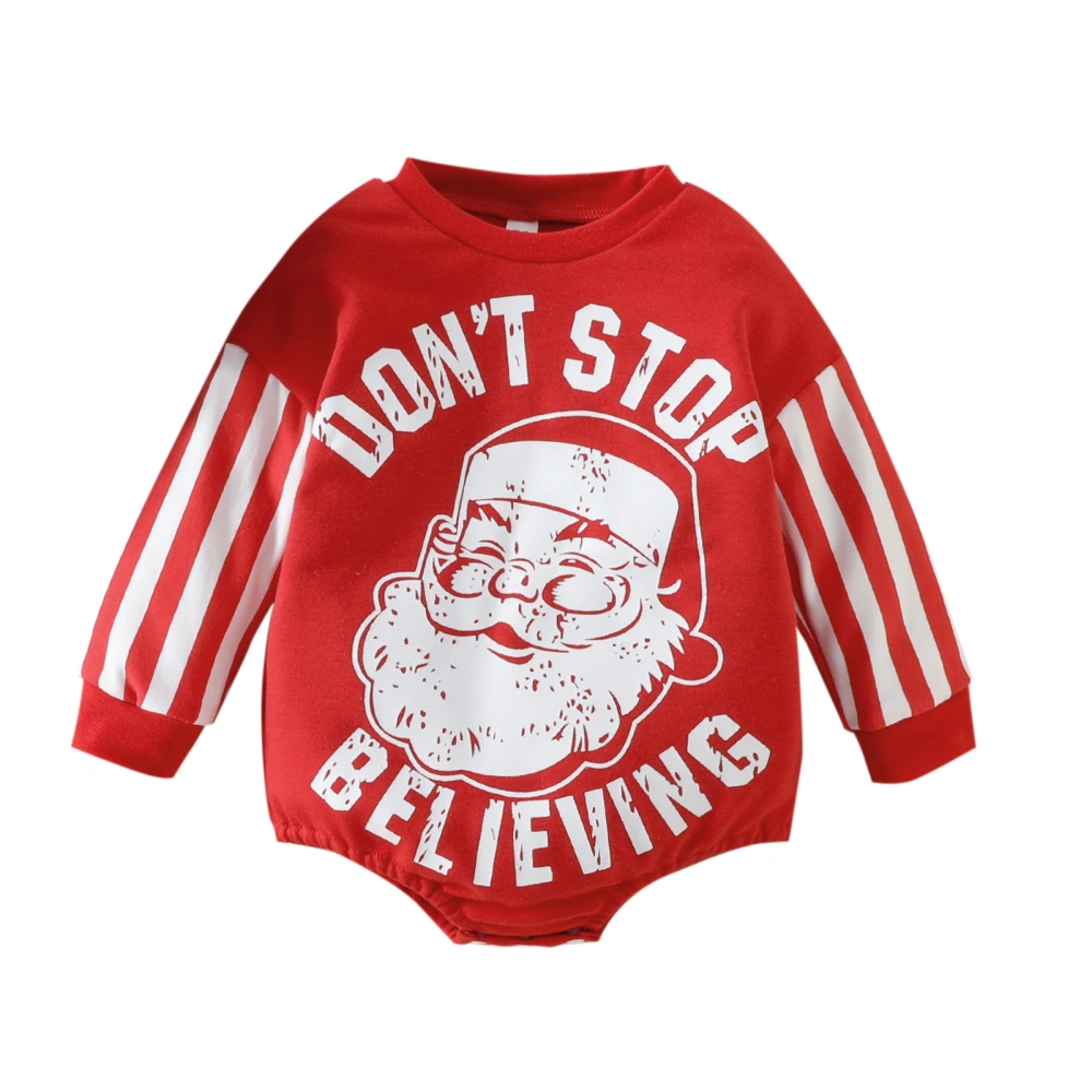 Infant Baby Christmas Romper, Long Sleeves Santa Letter Print Jumpsuit