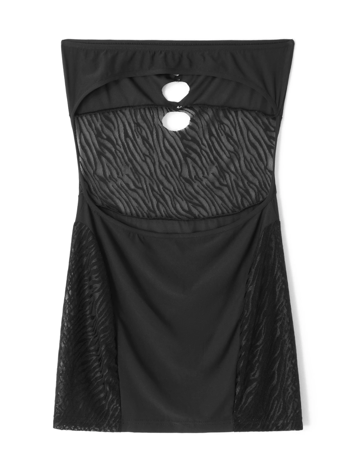 Women Bodycon Dress Strapless Backless Hollowed See-through Mini Dress