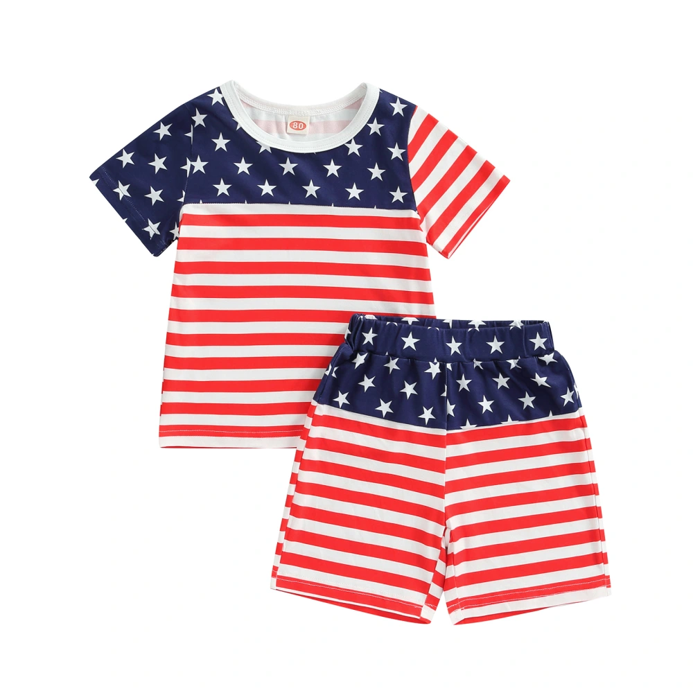 Toddler 4th of July Outfit, Printing Short Sleeve T-Shirt + Shorts